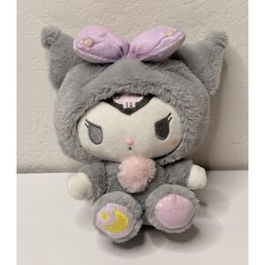 Sanrio Cute Kawaii Kuromi Moon Stars Anime Plush Fluffy Bow Collectible Gift Toy